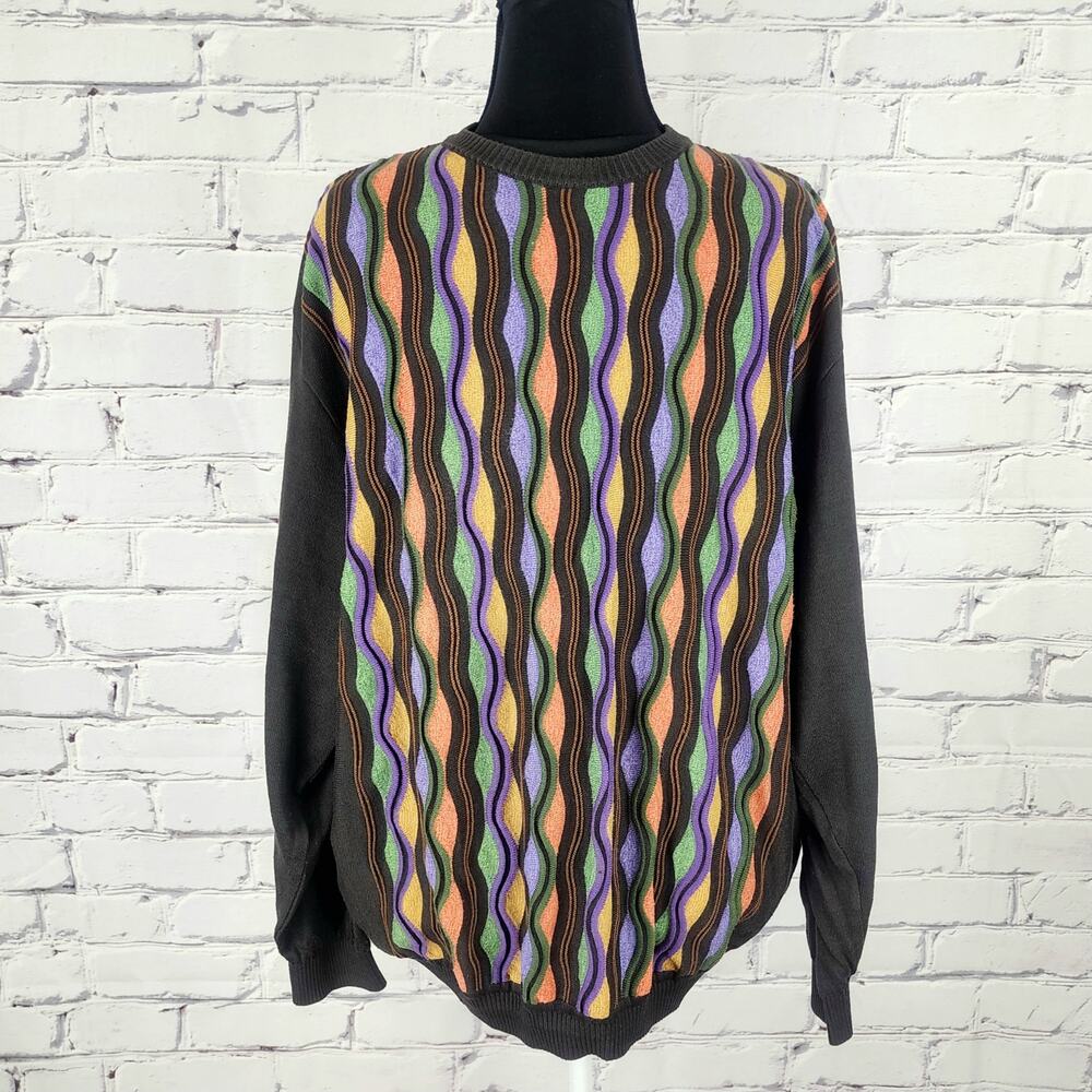 Vtg St Croix Textured Vibrant Multicolored Sweater Men’s XL Made In the USA